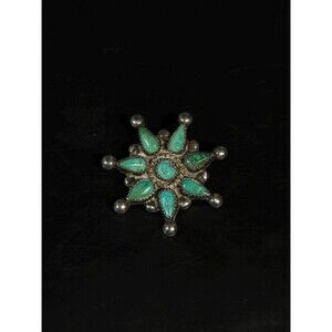 Native American Sterling Silver Turquoise heptagram Brooch Pin